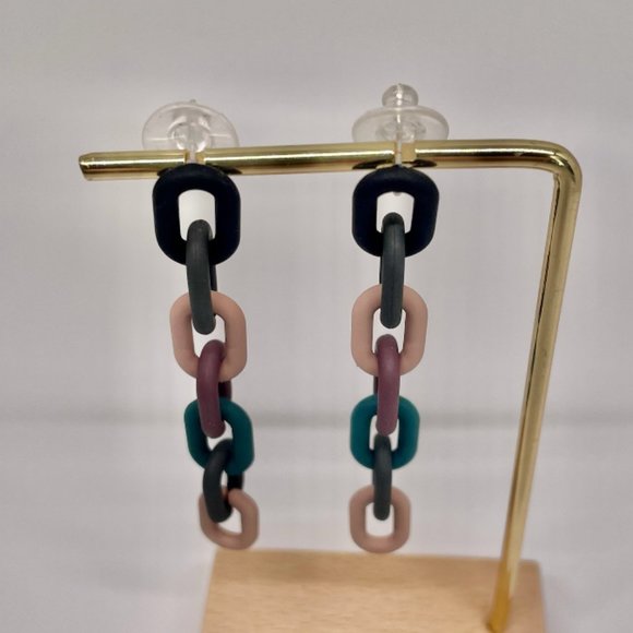 ⭐️✨ FREE Chain Link Boho Peasant Art Deco Farm Hipster Hippie Modern Earrings - Picture 6 of 8